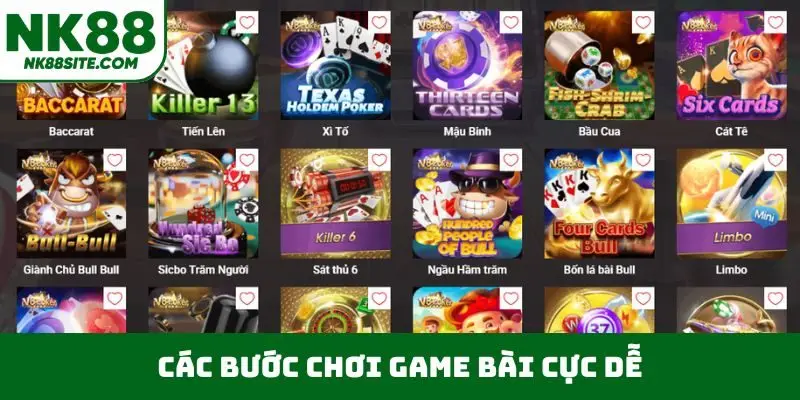 Các bước chơi game bài cực dễ