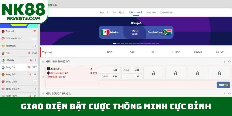 Giao diện đặt cược thông minh cực đỉnh