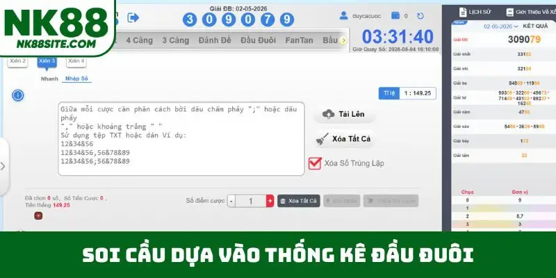 Soi cầu dựa vào thống kê đầu đuôi