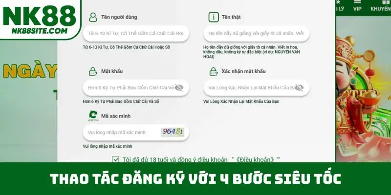 Thao tác đăng ký với 4 bước siêu tốc